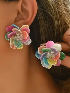 Flower Design Dangle Earrings, Fashionable Jewelry for Women, Versatile Earrings, Trendy All-match & Exquisite Jewelry for Birthday Gift