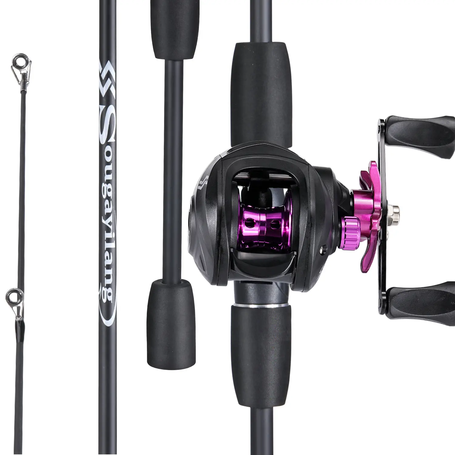 Sougayilang Baitcasting Fishing Rod and Reel Combo - 2-Section Fishing Reel Set, 7.2:1 Gear Ratio, Ideal for Freshwater Beginners