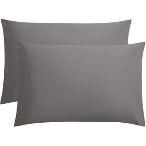 2 Pack Microfiber Queen Pillow Cases, 1800 Super Soft Pillowcases with Envelope Closure, Wrinkle, Fade and Stain Resistant Pillow Covers, 20x30, Dark