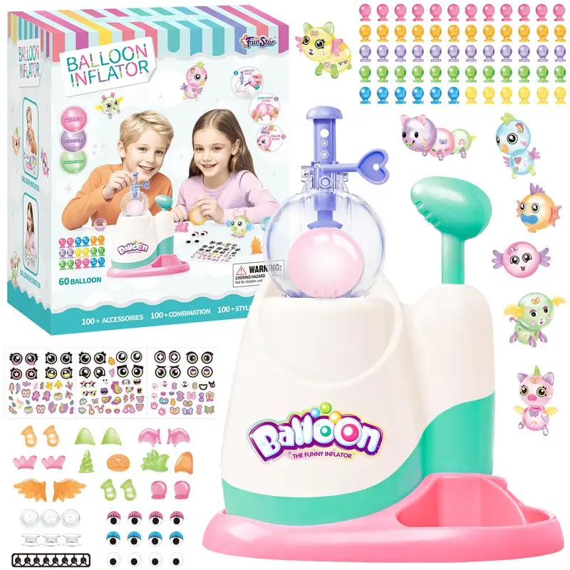 212 pcs Balloon The Funny Inflator, Magic Happy BalloonsMaker, Balloon Animals Making Kit with Pump, DIY Sticky Balloon Craft Kits for Girls Boys Ages 3+