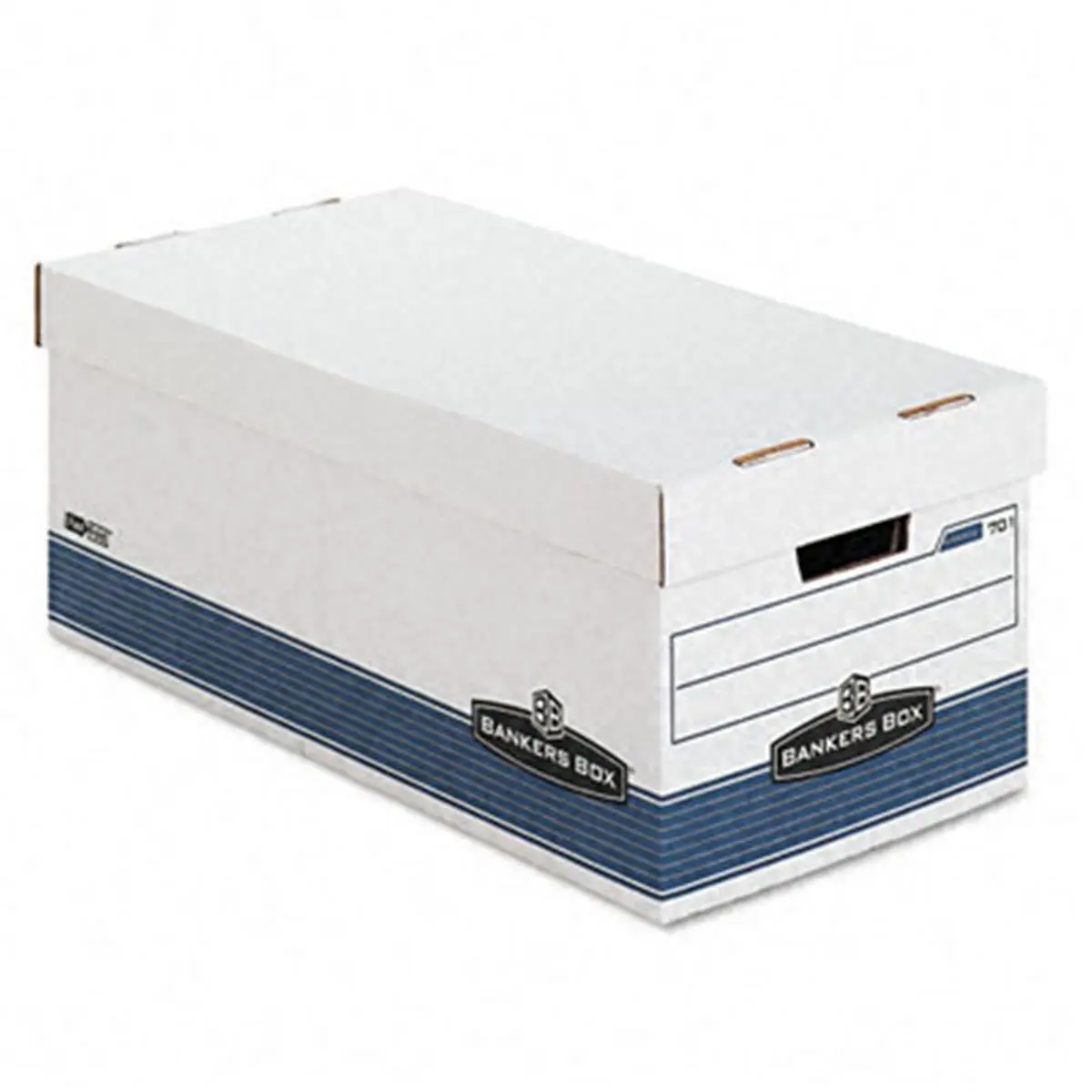212 MAIN Bankers Box Stor/File Storage Box - Letter Size, Locking Lid, White/Blue, Medium Duty, Secure Files, 4-Pack Carton Organiser, File Boxes, Important Document Organizer