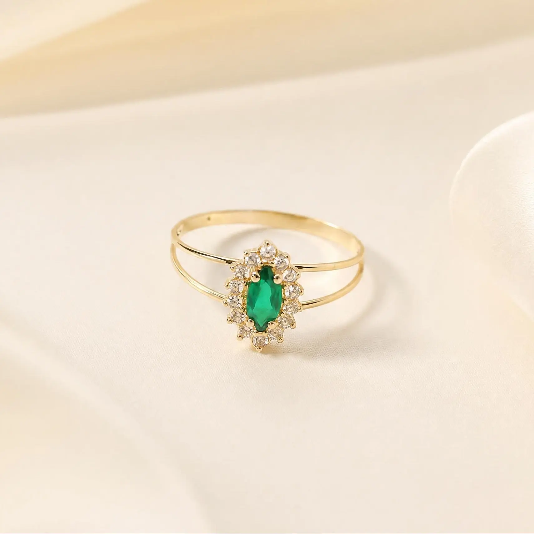 Graduation Two with Cubic Zirconia Marquise Ring in 18K Gold
