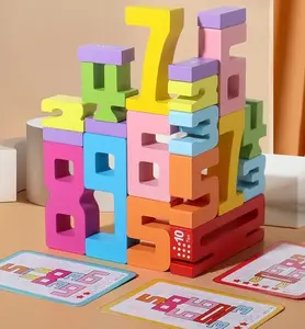 Wooden Number Building Blocks 1-10 Montessori Math Stacking Toys for Kids Ages 3-8 with Counting Games STEM Learning Bright Digital Blocks Friends of 10【Early Childhood Education】