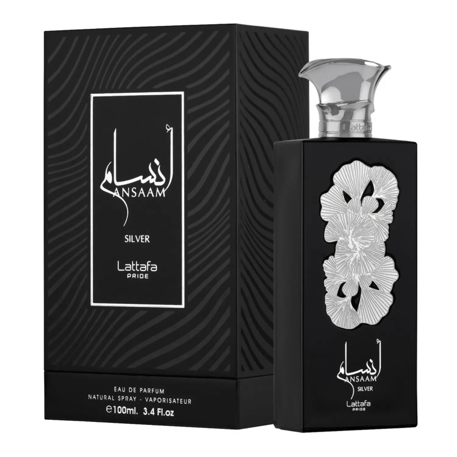 Lattafa Pride Ansaam Silver for Unisex Eau de Parfum Spray, 3.4 Ounce
