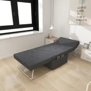 Folding Ottoman Bed with Adjustable Backrest, Modern Futon Couch, Convertible Chair into Sofa Bed for Living Room Apartment Office Small Space