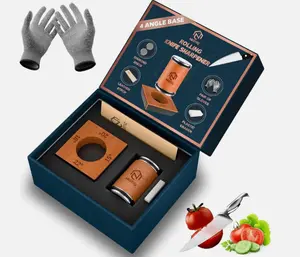 Rolling Knife Sharpener Set, Diamond Sharp Curve Knife Sharpener, Kitchen Knife Magnetic Rolling Knife Sharpener, Wooden Handle Sharpening Stone, Premium Manual Rolling Knife Sharpener, Diamond and Ceramic for Steel of Any Hardness, Perfect for All