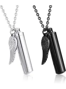 2 Pieces Stainless Steel Urn Ash Necklace Paw Print Pendant Set Minimalist Chain Necklace Pet Urn Ash Necklace Jewellery Memorial Jewellery Keepsake Jewellery for Pet/Dog/Cat Ash