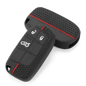 Silicone Car Key Cover Case Protect For Jeep Grand Cherokee Compass Dodge Charger Chrysler 200 300 300C Key Chain Auto Parts