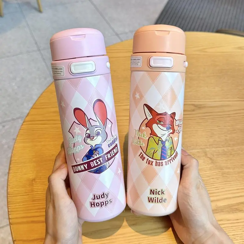 Disney Magic Double-Wall Insulated Tumbler 16oz Water Bottle - Animal Design (Judy, Nick, Stitch, Lotso Bear), Leak-Proof Food-Grade Stainless Steel, Hot & Cold Retention, Portable Collectible Novelty Drinkware for School, Travel (1pc), Animals, Classic,