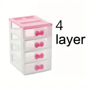 4 Layer Drawer Storage Organizer,Mini Pink Plastic Drawer Desk Organizer Drawer for Bathroom,Dorm,Desk,Office Desktop