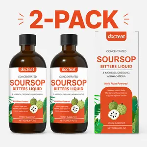 [2-Pack] Natural Soursop Bitters Liquid Dietary Supplement with Herbs (Moringa, Oregano, Ashwagandha, Soursop Leaves) for Gut Cleanse & Digestive Health Support