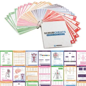 Scrubcheats 56 Laminated Nursing Reference Cards 4X6 Fits in Scrub Pocket | MedSurg, Critical Care, Pharmacology, OB/Peds, Respiratory, Cardiac, Fundamentals Waterproof Nursing Cheatsheets