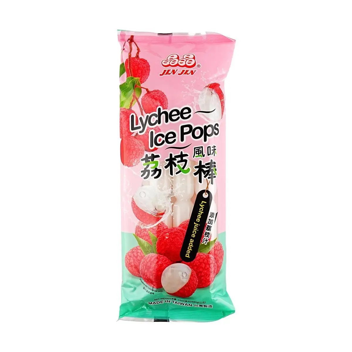 JINGJING Taiwan Lychee Flavored Ice Pops 680g - Refreshing Fruit Juice Bars for Summer