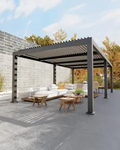 All-Aluminum Louvered Pergola 12' x 24', Outdoor Pergola with Adjustable Louvered Roof, Reinforced Aluminum Frame, Integrated Drainage System, Hardtop Gazebo for Patio, Deck, Gray