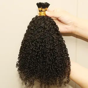 Kinky Curly I Tip Microlinks Human Hair Burmese Itip Curly Hair Extensions I Tips Human Hair For Black Women 100Strands/Pack