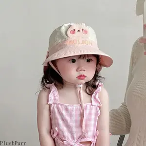 Baby Bucket Hat for Toddler Boys & Girls, Cartoon Wide Brim Sun Hat, Lightweight Quick-Dry Breathable Summer Cap with Adjustable Strap, Soft Sun Protection for Beach, Travel, Park & Outdoor Play