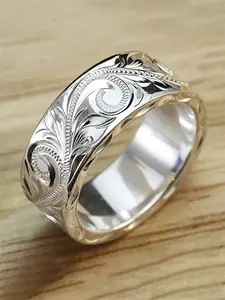 1 PC Glamorous Cubic Zirconia Vintage Embossed Acquired Style Ring For Man For Party Jewelry Valentine's Day Gift Vintage Inspired Ring