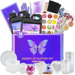 Epoxy  Kit with Molds for Beginners -18 oz Super Clear and Hard Resina Complete Craft Supplies Set for Starter Casting Arts Crafts for Adults, DIY Creation Gifts