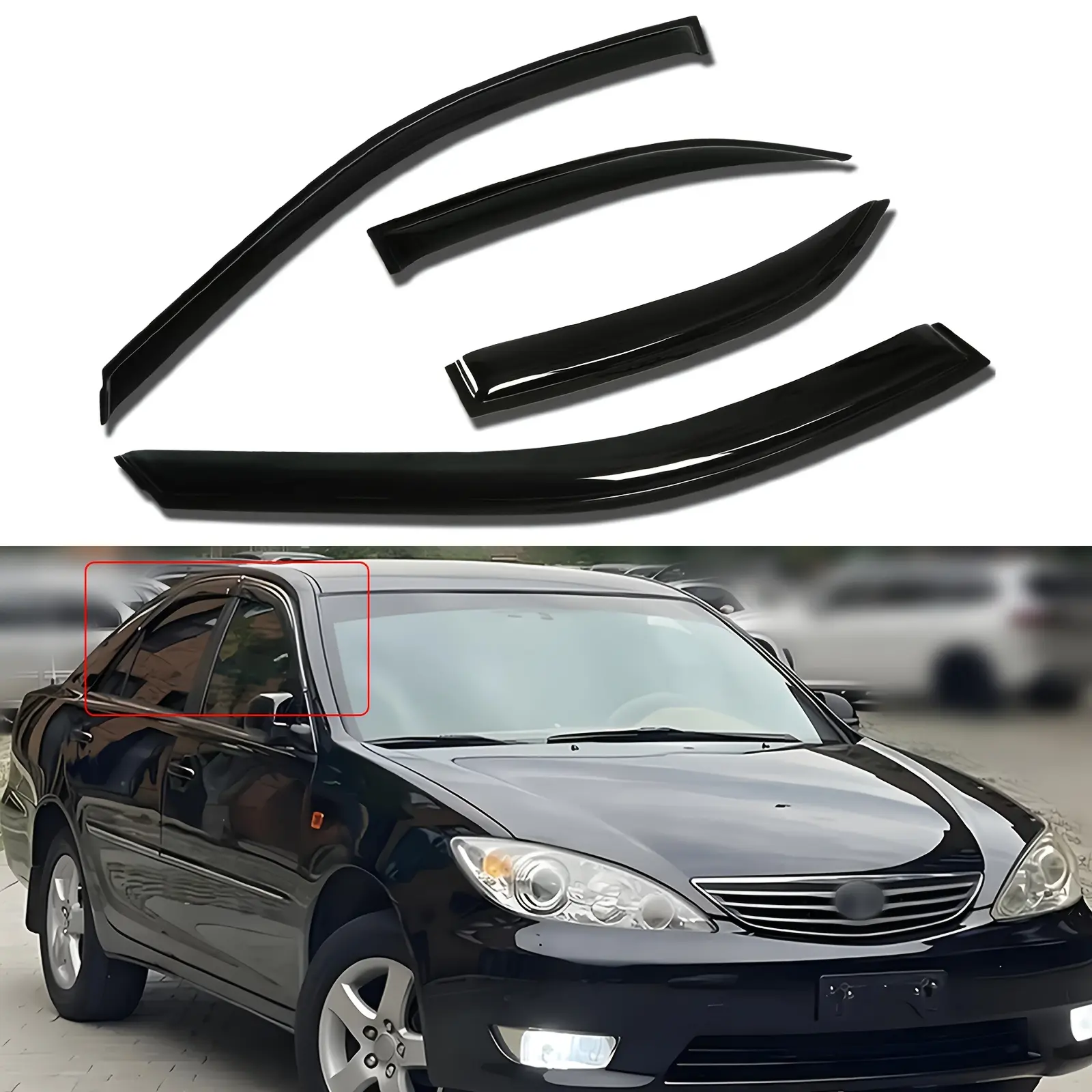 2002-2006 – Toyota Camry Classic - OEM-Style Weather Shield – 4-Piece Acrylic Material Window Visors , 3M Adhesive, UV-Resistant, Scratch-Resistant, Wind Deflector