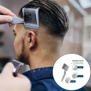 Professional Men's Hairdressing Comb, Long Handle Barber Dyeing Comb, Gradual Hair Cutting Tool, Flat Top Trimming Attachment