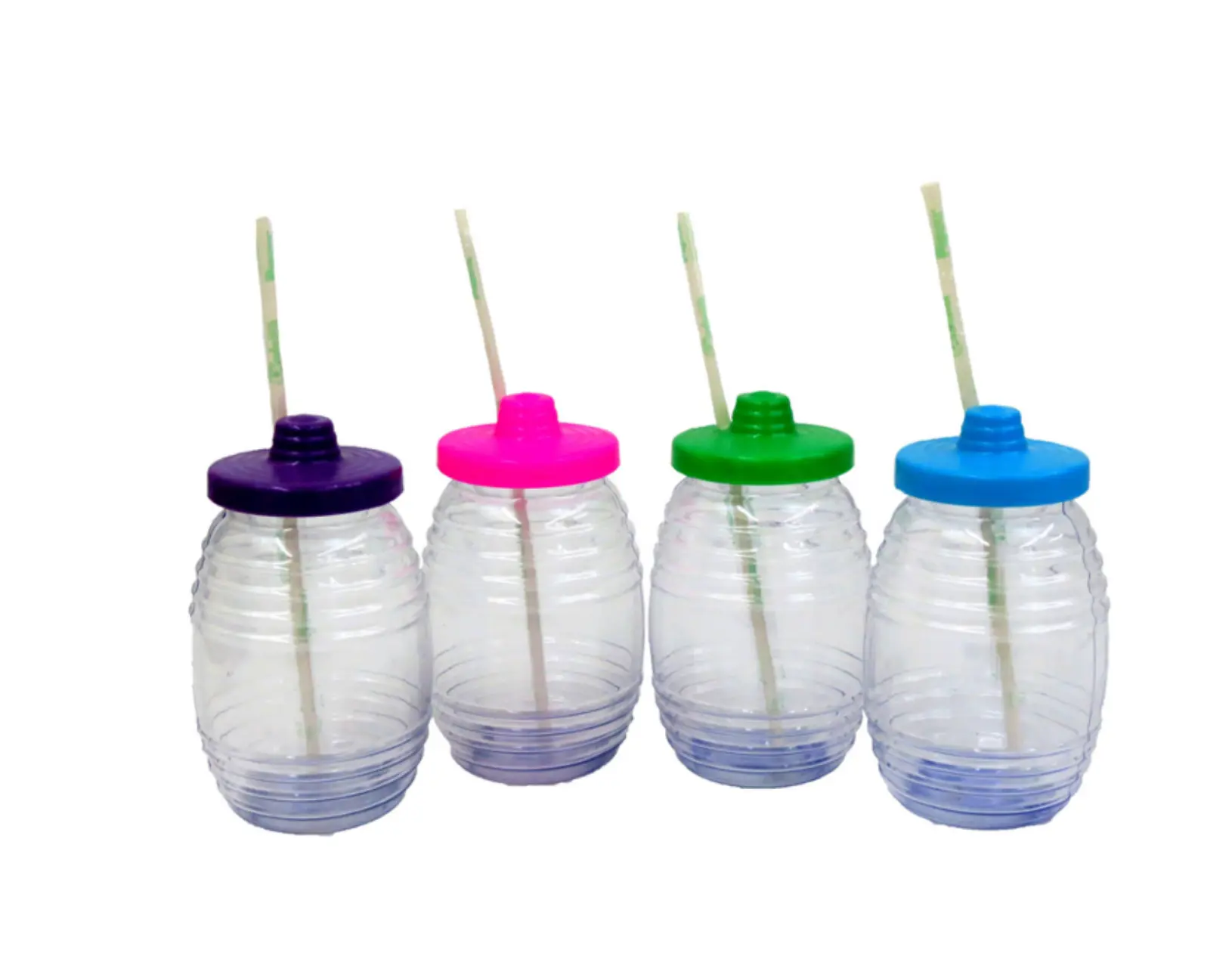 Mexican Style 32oz 1L Mini Plastic Barrel with Straw & Lid Traditional Vitroleros 4pcs
