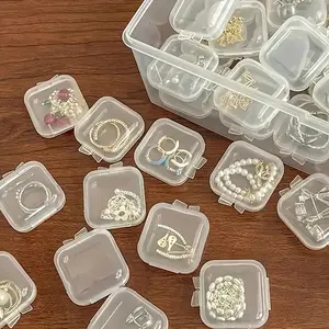 10/20pcs Plastic Transparent Small Boxes, Mini Square Storage Containers with Lid, Multi-Purpose Jewelry Earring Ring Organizer, Craft Storage Box, Bead Storage Containers, Durable Plastic Organizers