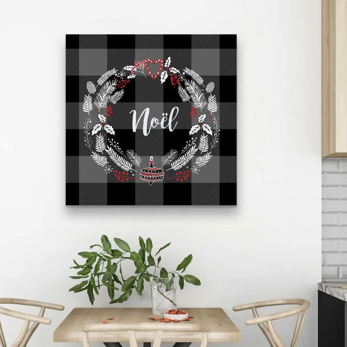 Begin Home Decor C1RC3232J1OTG6 32 x 32 in. Christmas Wreath - Red Kitchen Canvas Home Decor Accent