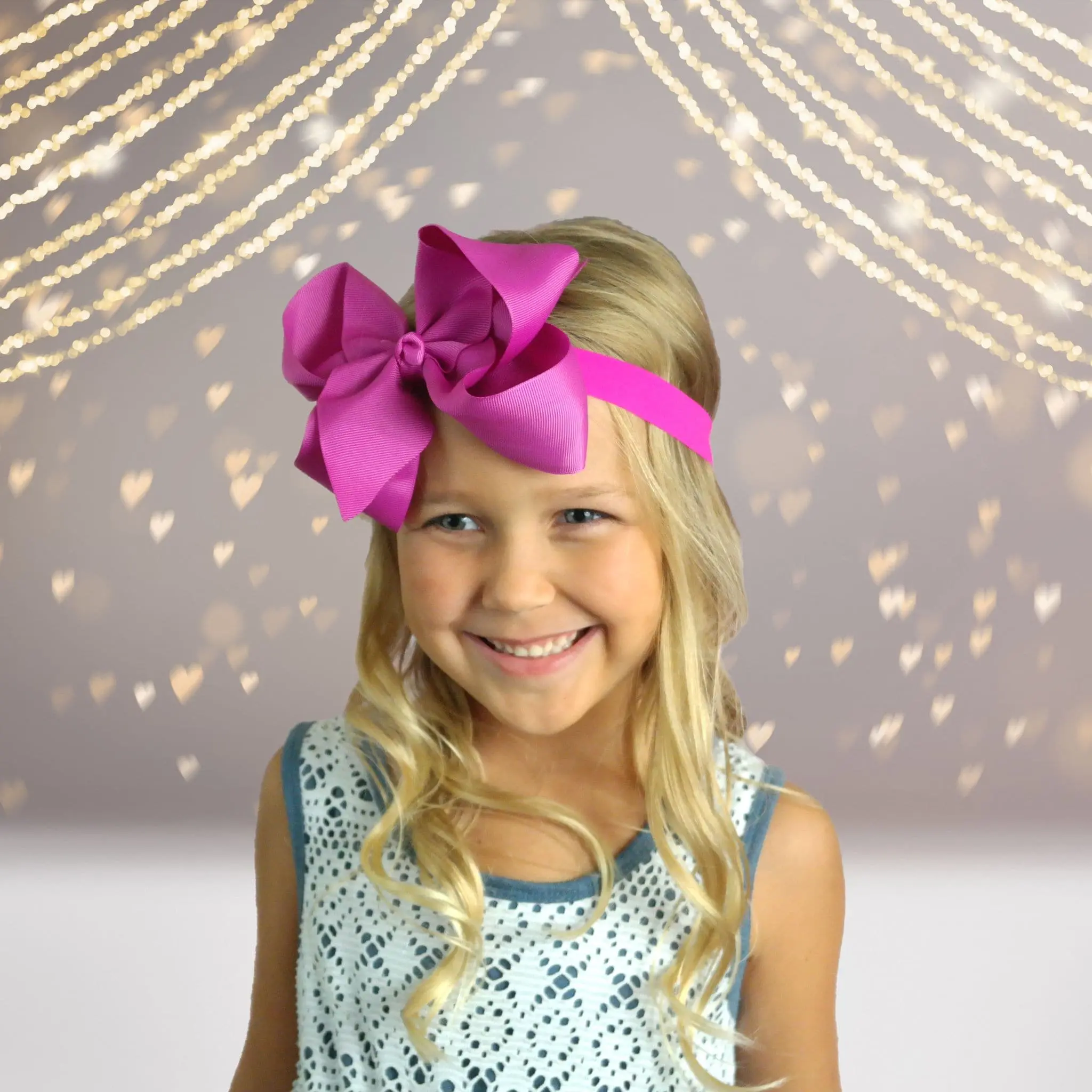 Soft Elastic Bow Headband - Gigantic 6" Bow, Soft Stretchy Material, 14" Un-Stretched Size, Perfect for Summer, Basic Bow Headband