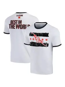 Summer 3D Printed Wrestler CM Punk T-shirt Sports Top Men's White/Black CM Punk World's Best