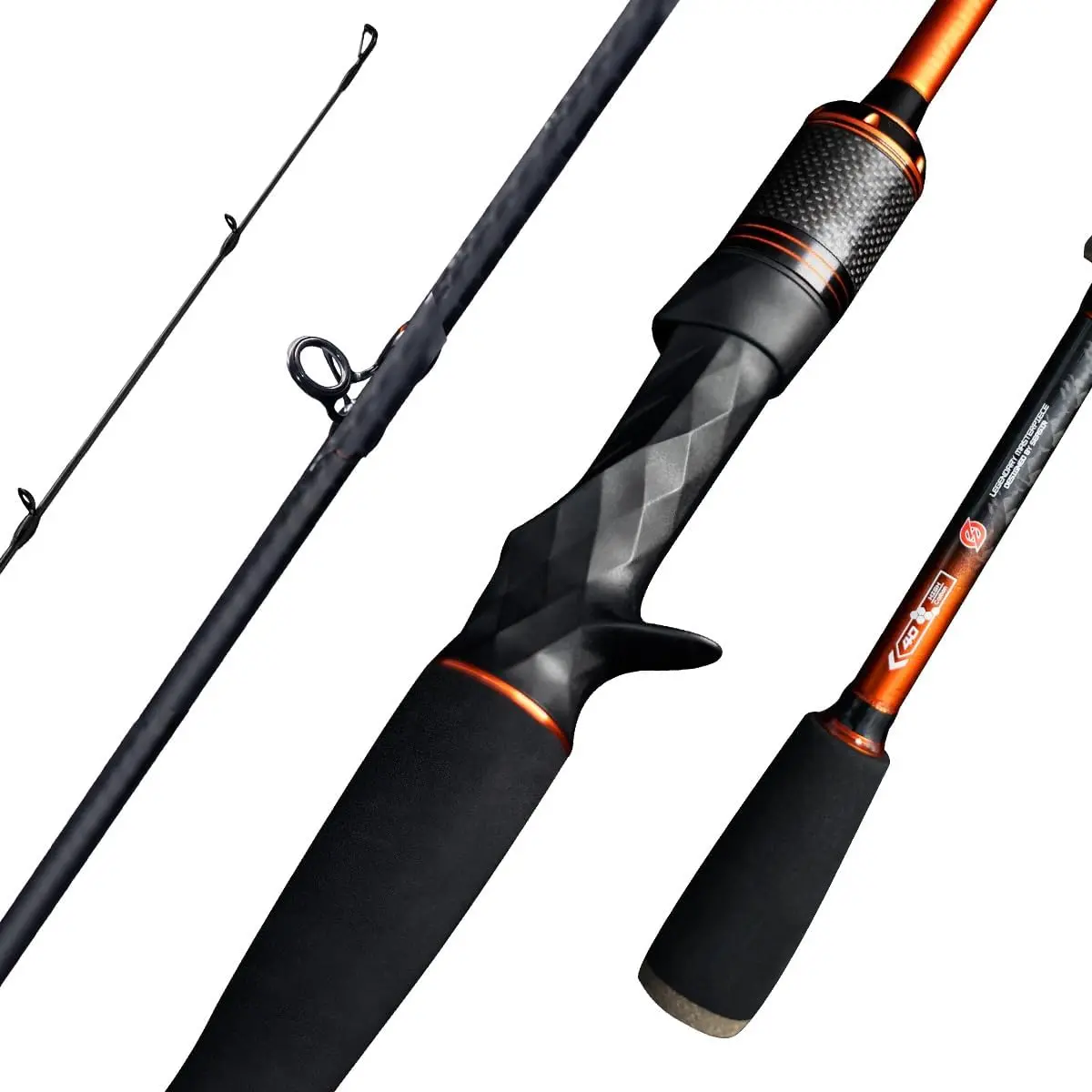 CastX BFS Fishing Rod, Spinning Rod Casting Rod Medium Light/Heavy, 2 count Baitcasting Rod, Saltwater Freshwater Baitcaster Rod, Fast Action, 40T Carbon Fiber, EVA & Cork Grip, Zirconia Ring