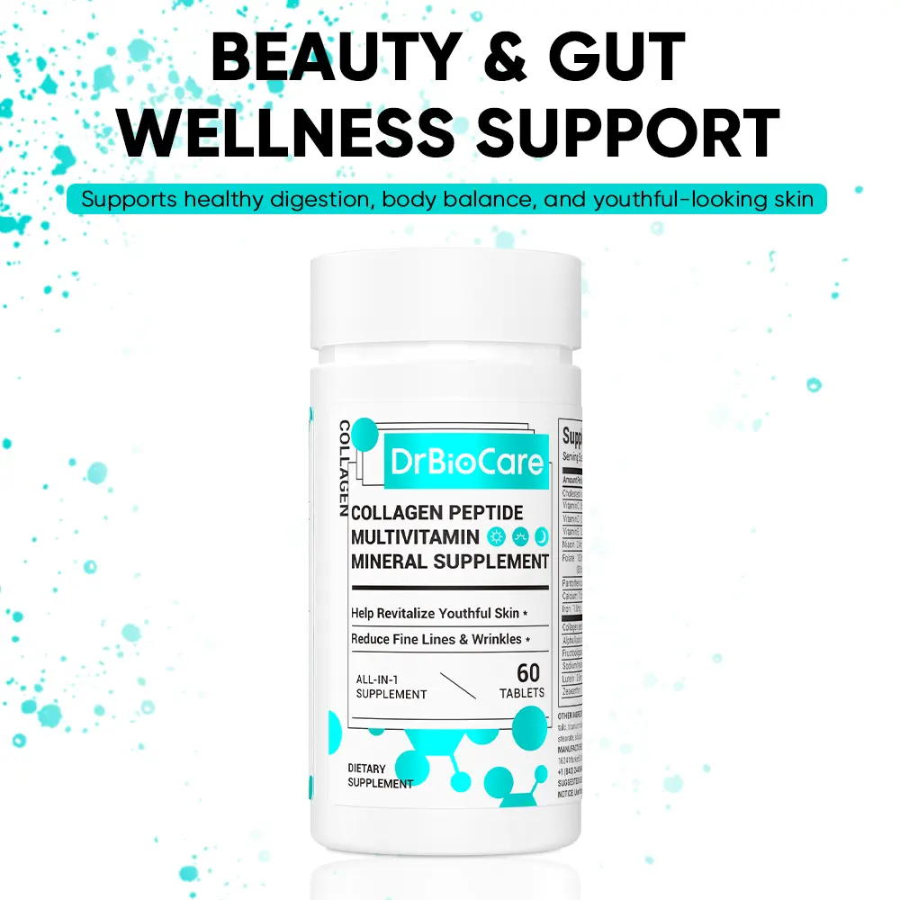 【Limited Time Buy 3 Get 3 Free】DrBioCare Collagen Peptides, Youthful Skin & Fine Line Support, Vitamins, Probiotics & Mineral Supplement