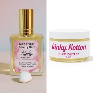 Mon Tresor Beauty - Kinky Kotton signature scent duo, perfume 15ml or 1 oz and luxe butter (5 oz) Bold Radiant Fragrance