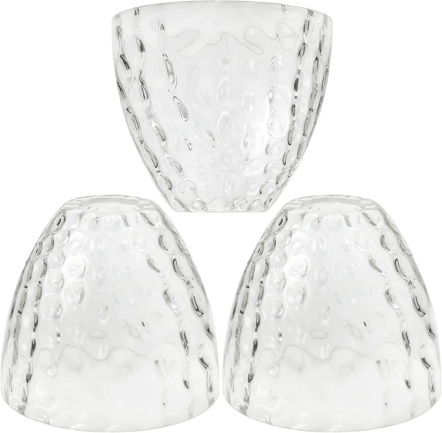 3 Pack Clear Hammered Bell Glass Lamp Shade Replacement, 1-5/8" Fitter, 5.9"W x 5"H, Water Ripple Effect Glass Globe Cover for Chandelier Pendant Light Wall Sconce Lighting Fixture