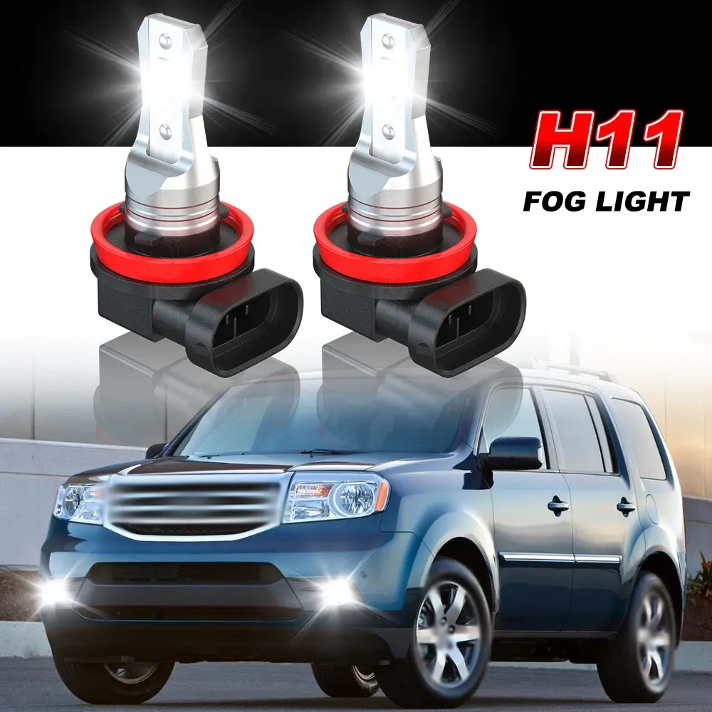 For Honda Pilot 2006 2007 2008-2018 2x LED Fog Light Bulb H11 H8 6000K White Driving Lamps headlight Car Accessories Automotive Truck Led Backlights Clear