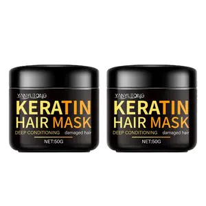 2 bottles keratin hair mask, rich in avocado oil and castor oil, deeply moisturizes and dries hair, while enhancing overall hair health, making hair smooth and shiny