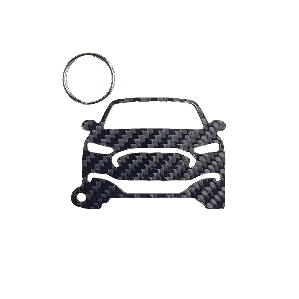 Carbon Fiber keychain for Ford Mustang Mach-E GT (2021-Present) Inspired Keychain Lanyard   front view Glossy Twill