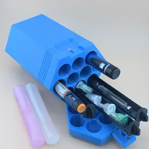 TechPod10 Travel Case - 10-Slot  Organizer for Insulin Pens, Peptide Pens, Needle Tips or Ice Packs (Blue)