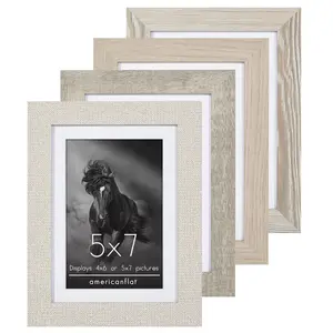 Picture Frame 4 Pack | With Mat | Farmhouse Wall Decor | Protective Glass