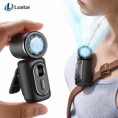 Lzaitai 3-in-1 Portable USB & Mobile Fans - Lightweight Mini Handheld Clip Personal Fan Wearable, 3000mAh Rechargeable, 5 Speed Cooling, Desk Fan with 180° Adjustable Airflow, USB-Powered Charging and Cooling Solution for Travel, Office (Mini Gift) techvi