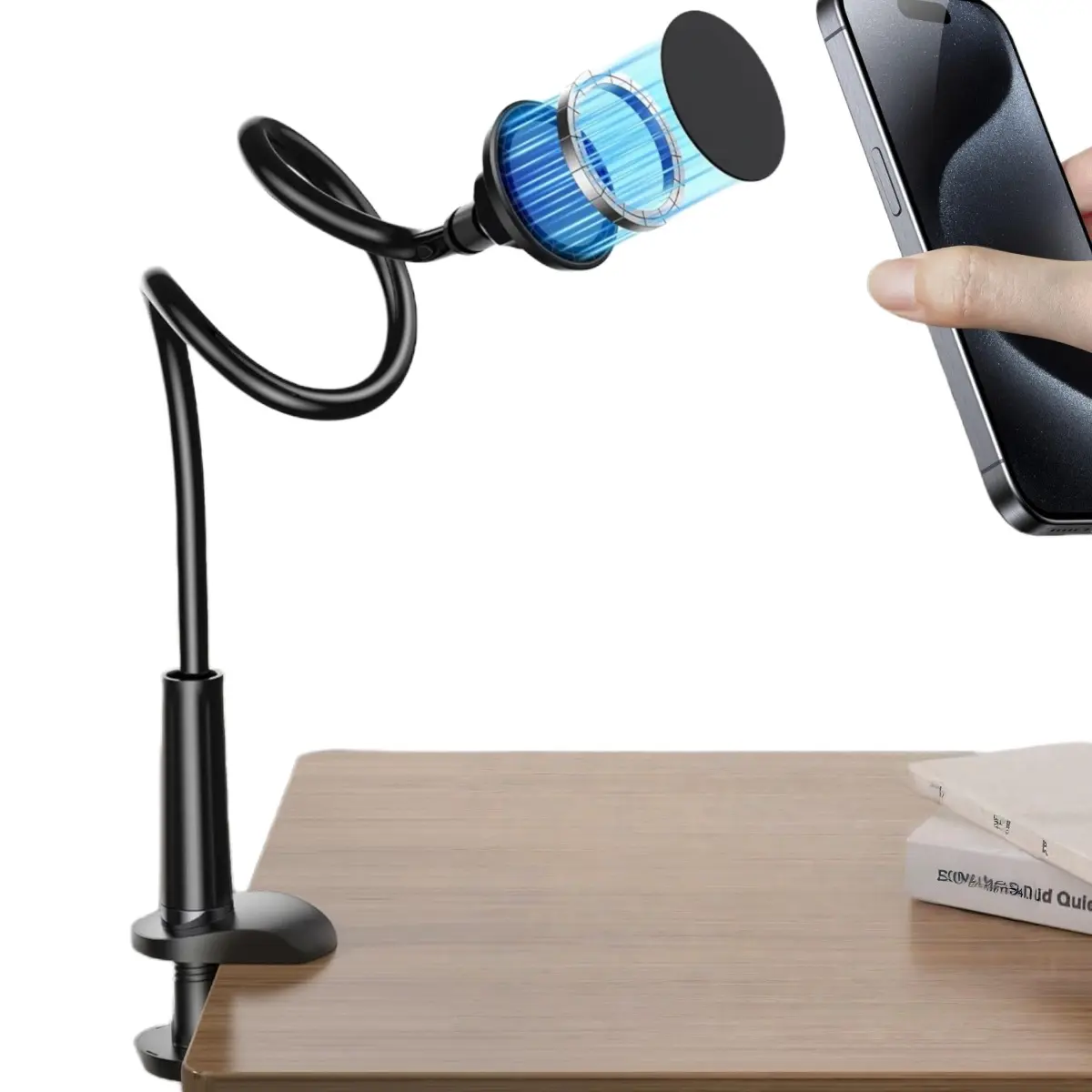 MagSafe Magnetic Flexible Gooseneck Mobile Phone Holder Mount, 39-in Clamp-on Stand for Desk/Bedside, 360° Rotatable Adjustable Lazy Bracket for iPhone 17/16/15/14/13/12 Pro Max Plus Smartphones