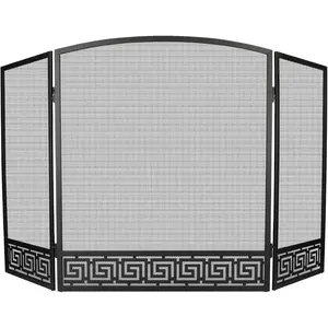 3 Panel Fireplace Screen Decorative,  Curved & Foldable Fire Place Screens Stand Alone for Fireplace and Living Room Use