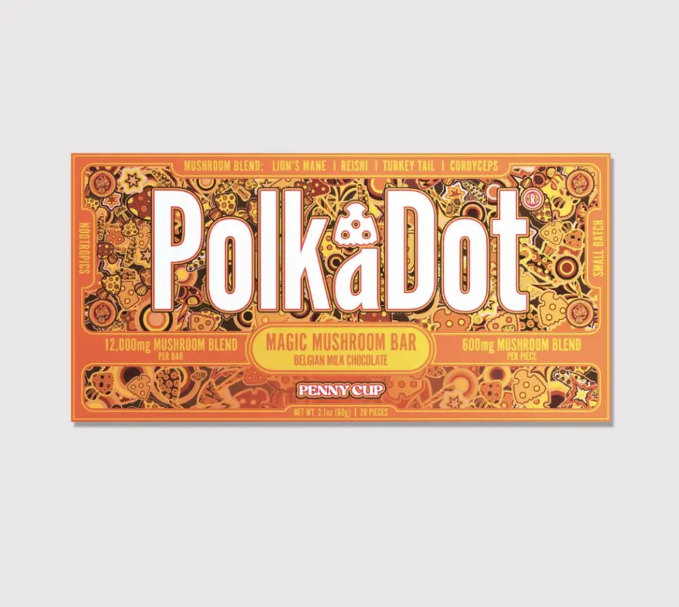 Polkadot Belgian Chocolate, Penny Cup, 20 Count, High Potency Plant-based Snack, 100% Organic, High-Quality Ingredients, Made in USA, All Natural, Healthy Chocolate, 20 Piece Chocolate Bar