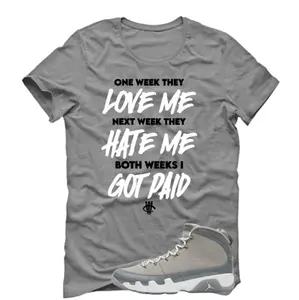 Jordan 9 Cool Grey Grey T-Shirt (Paid), 9 Cool Grey Outfit, designer clothing, Graphic Tees, Womenswear Top T-Shirt