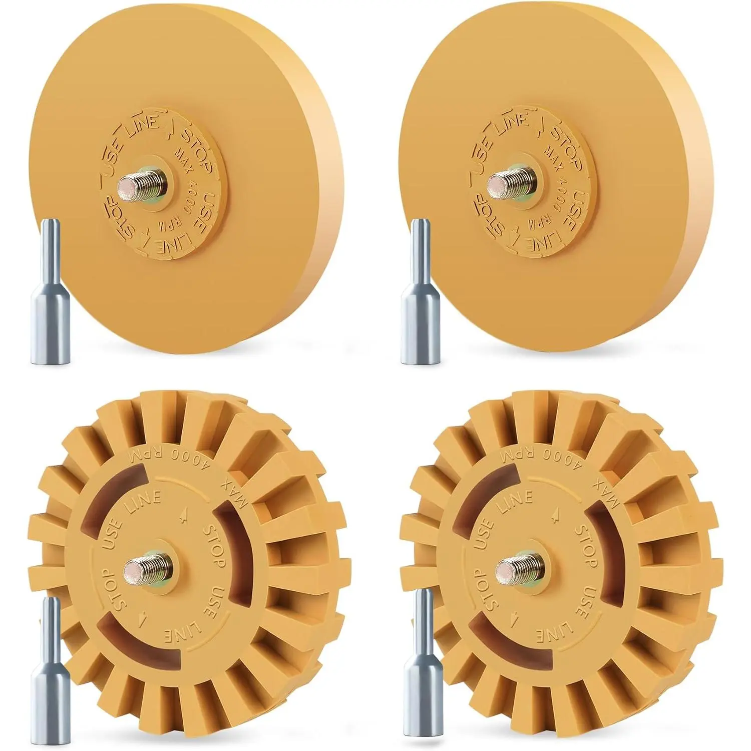 4 Pack Eraser Wheel Decal Remover Without Damaging Car Paint 4in Adhesive Rubber Wheel with Drill Adapter car Sticker Remover for Vinyl Decals,Labels,Stickers,Graphics,Tap,Tar