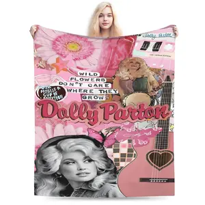 Dolly Parton Stylish Printed Flannel Blanket - Suitable for all seasons, perfect for office sofas and camping, and a great holiday and birthday gift.