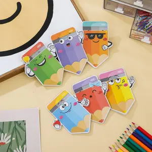 Set of 6 Cute Colorful Pencil Sticky Notes, Portable Creative Notepad, Tearable Unique Shapes, Adhesive Memo Pad, Fun Sticky Reminder Notes