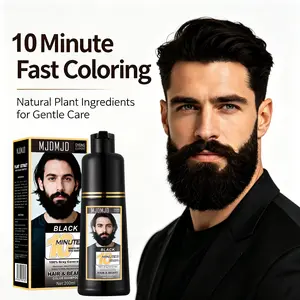 Black Beard & Hair Dye Shampoo for Men, 3-in-1 Herbal Hair Color for Gray Coverage, Long-Lasting Beard & Mustache Coloring, 6.76 Fl Oz