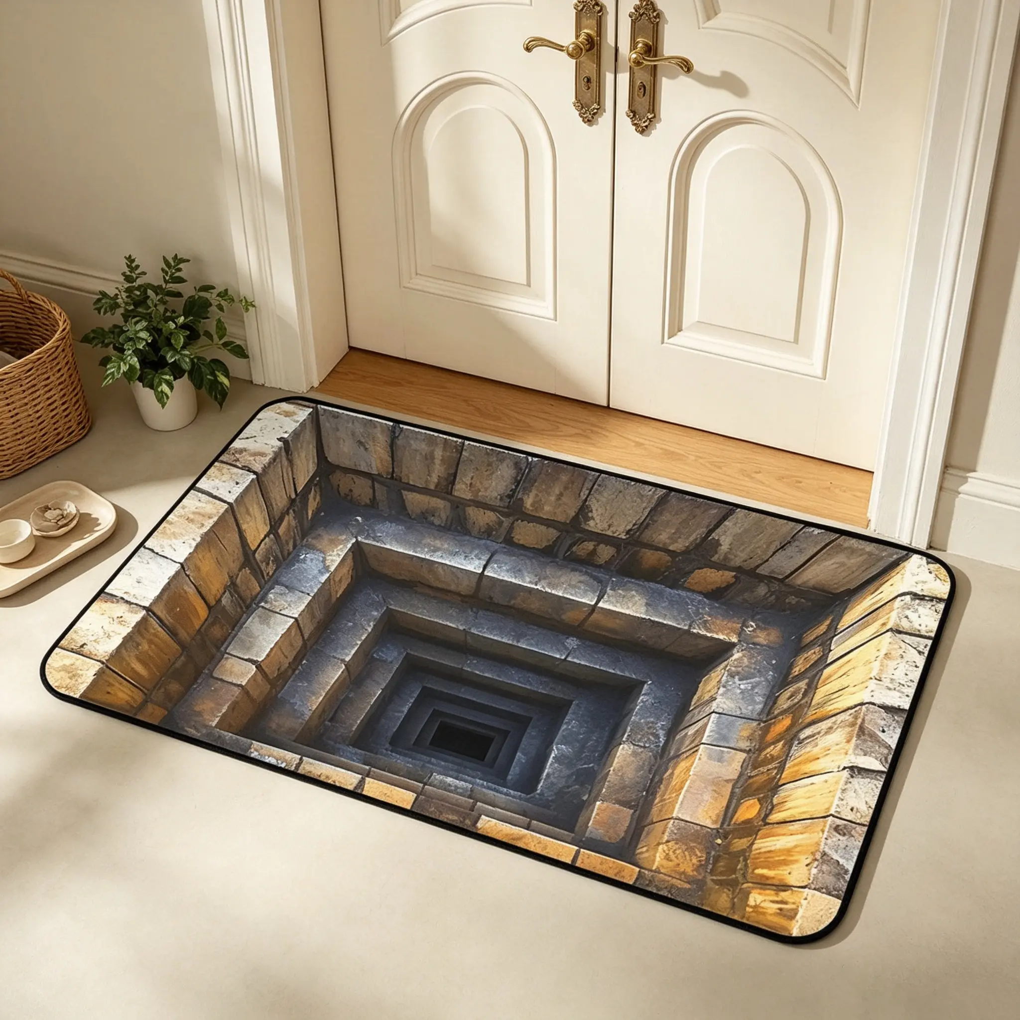 American-Style 3D Visual Effect Crystal Velvet Floor Mat, Stain Resistant, Easy-Care, Ideal for Home Entryways, Entryway Decor