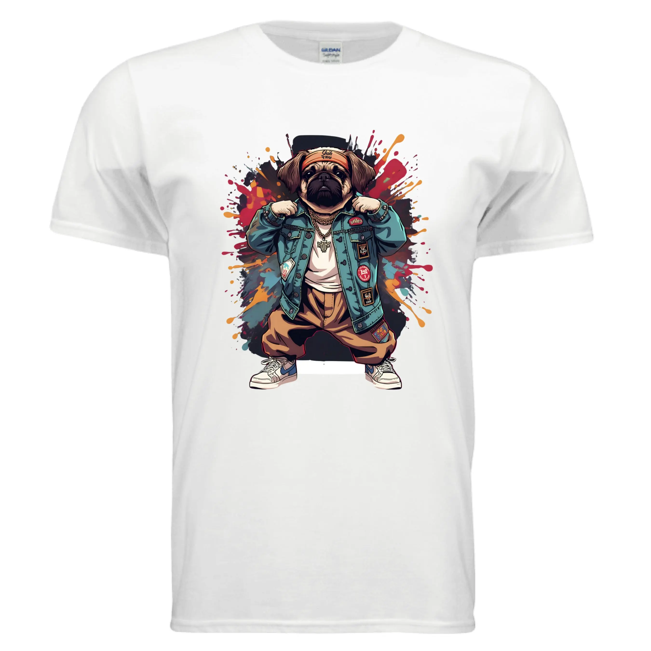 Shih Tzu T-Shirt Gildan G640 Adult Softstyle 4.5 oz Classic Fit Short Sleeve Crew Neck Summer Menswear Top Cotton Jersey Seamless Hem