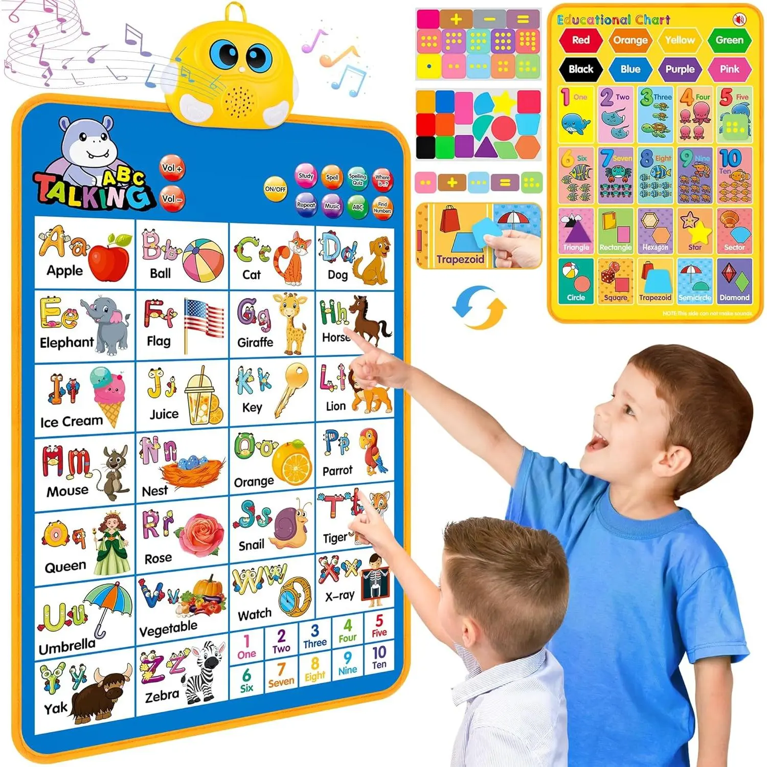 Talking Electronic Alphabet Wall Chart - Auditory Talking Letters, Counting Game, Music Songs, Colorful Set, Interactive Educational Blue Gift for 1-5 Year Olds (Toys & Hobbies, Educational Language Toys)